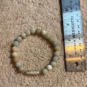 Matte Green Amazonite Beaded Bracelet with Bar Druzy
